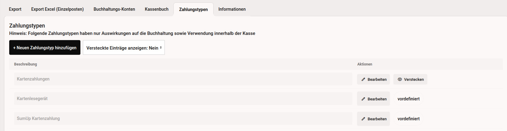 Zahlungstypen