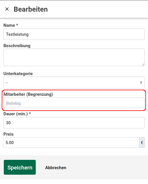 Mitarbeiter Begrenzung