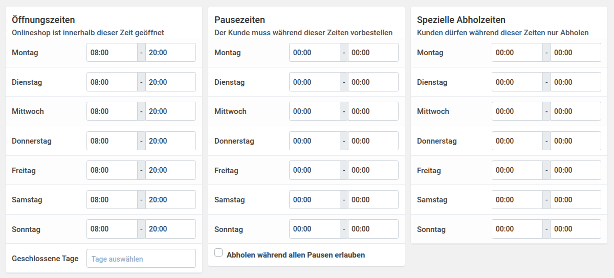 Onlineshop Bestellzeiten